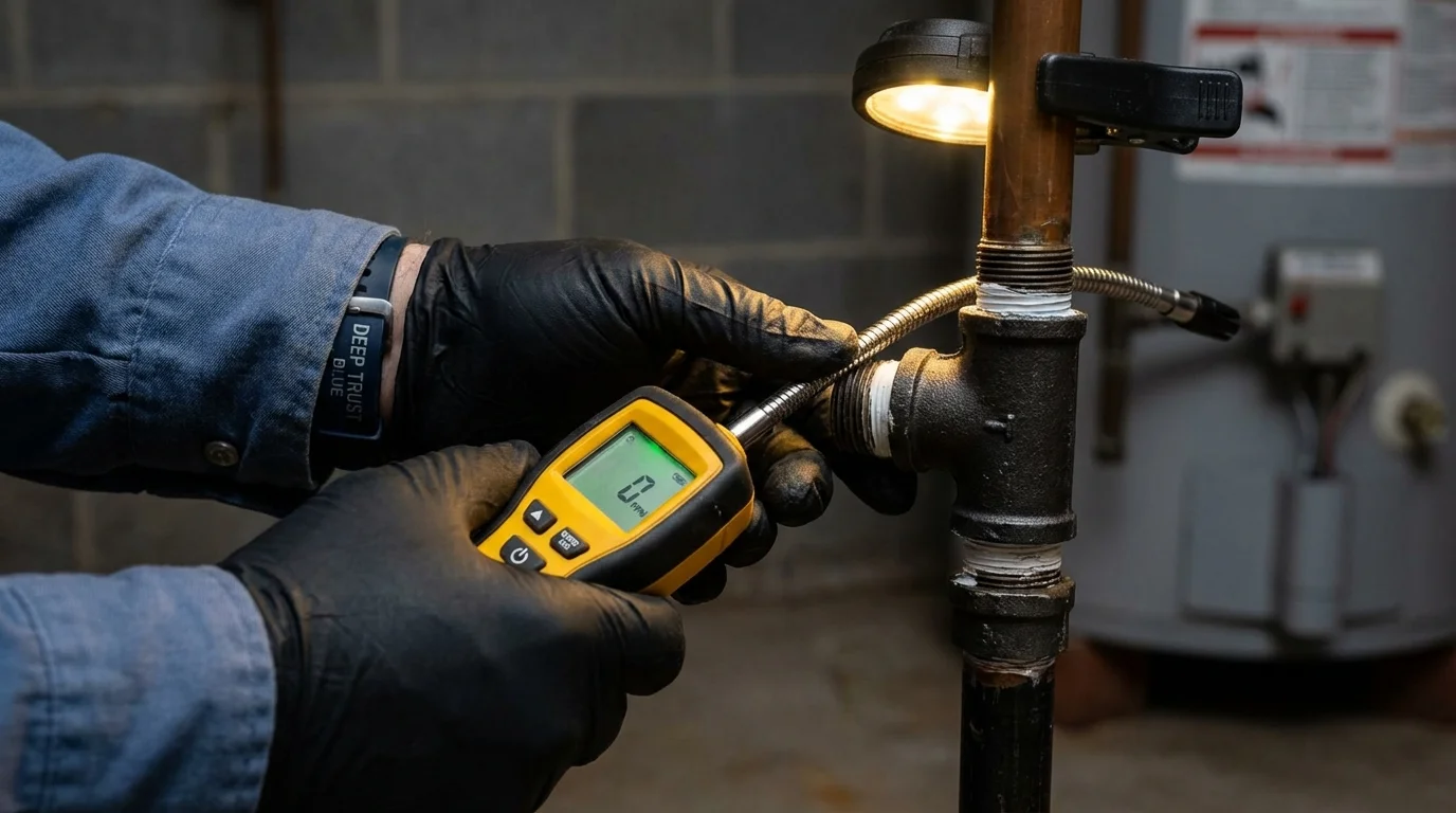 Gas leak detection with electronic sniffer by Johns Plumbing LLC in Big Sky